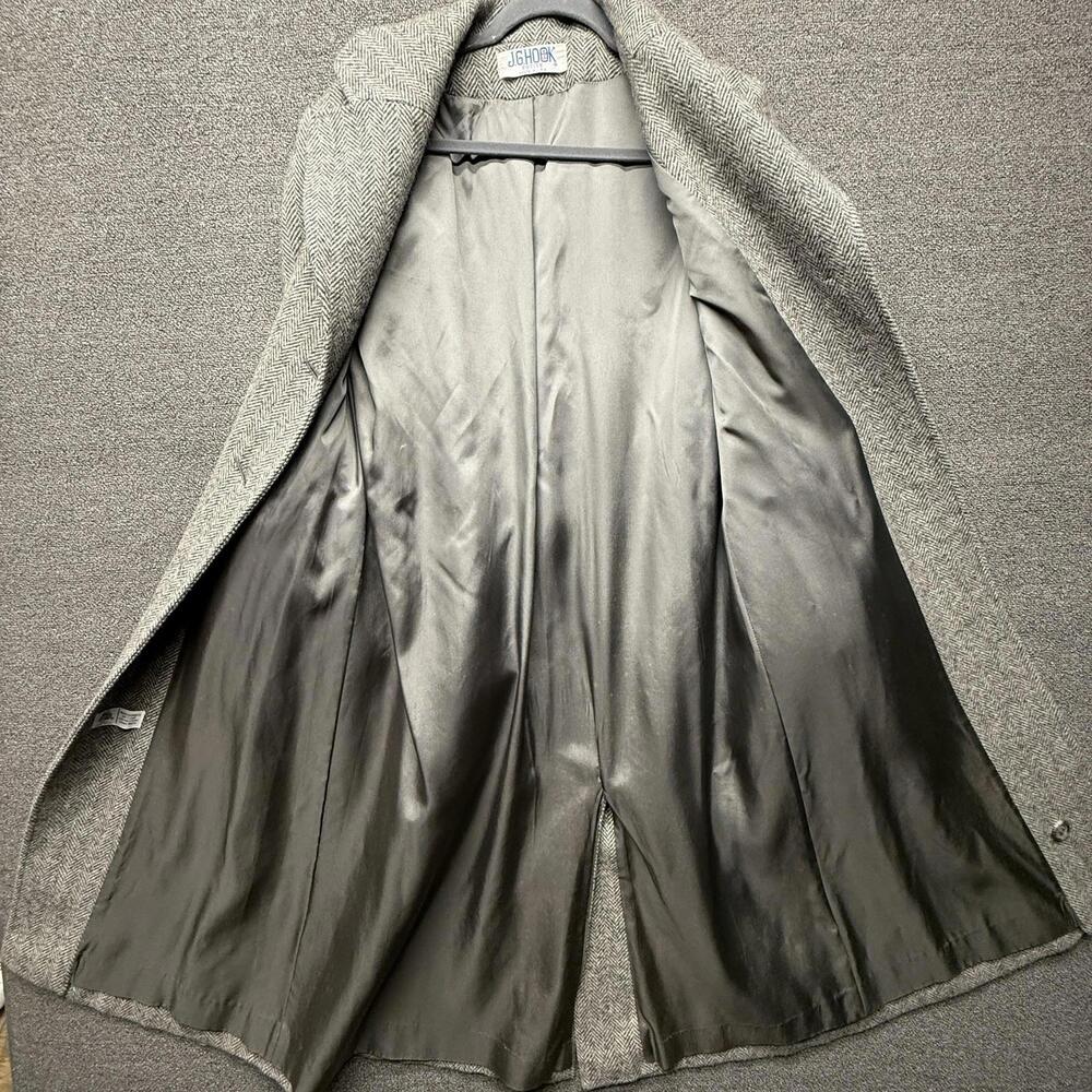 VTG J.G. Hook Women's 10/12P Gray Herringbone Wool Long Coat - Picture 3 of 11